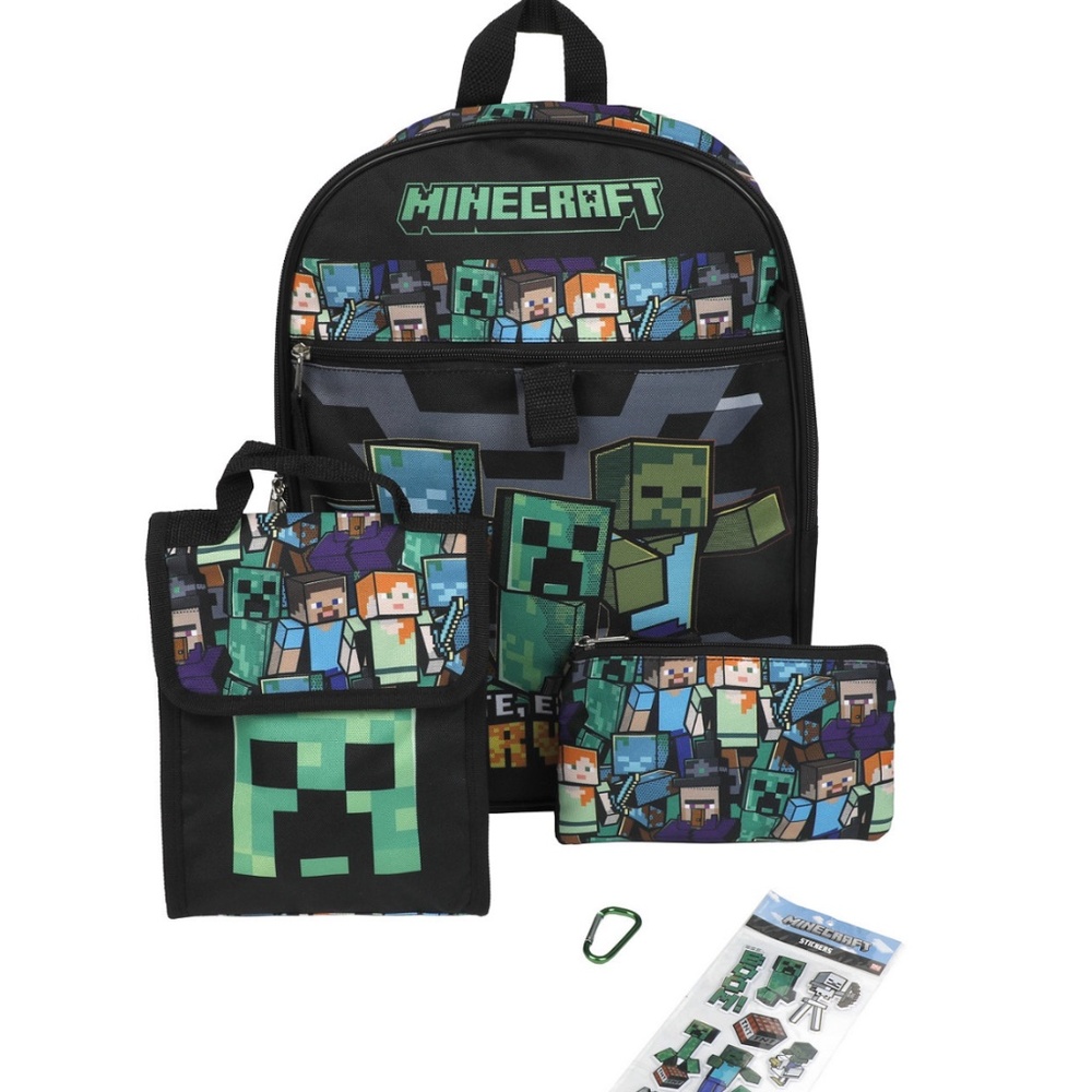 Minecraft backpack 5 piece set